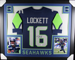 Tyler Lockett framed autographed blue jersey