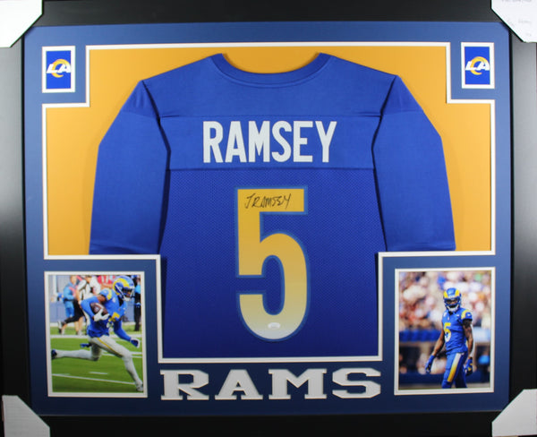 Rams Jalen Ramsey Authentic Signed Blue Pro Style Framed Jersey