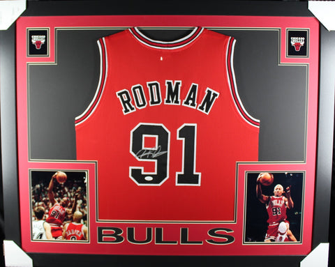 dennis-rodman-framed-autographed-red-jersey – Midwest Memorabilia