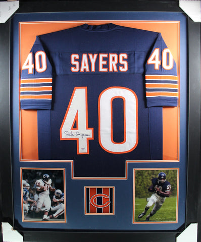 gale-sayers-framed-autographed-blue-jersey – Midwest Memorabilia