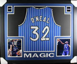 Shaquille O'Neal framed autographed blue jersey