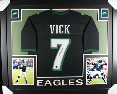 Michael Vick framed autographed black jersey "Skyline Style"