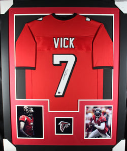 Michael Vick framed autographed red jersey